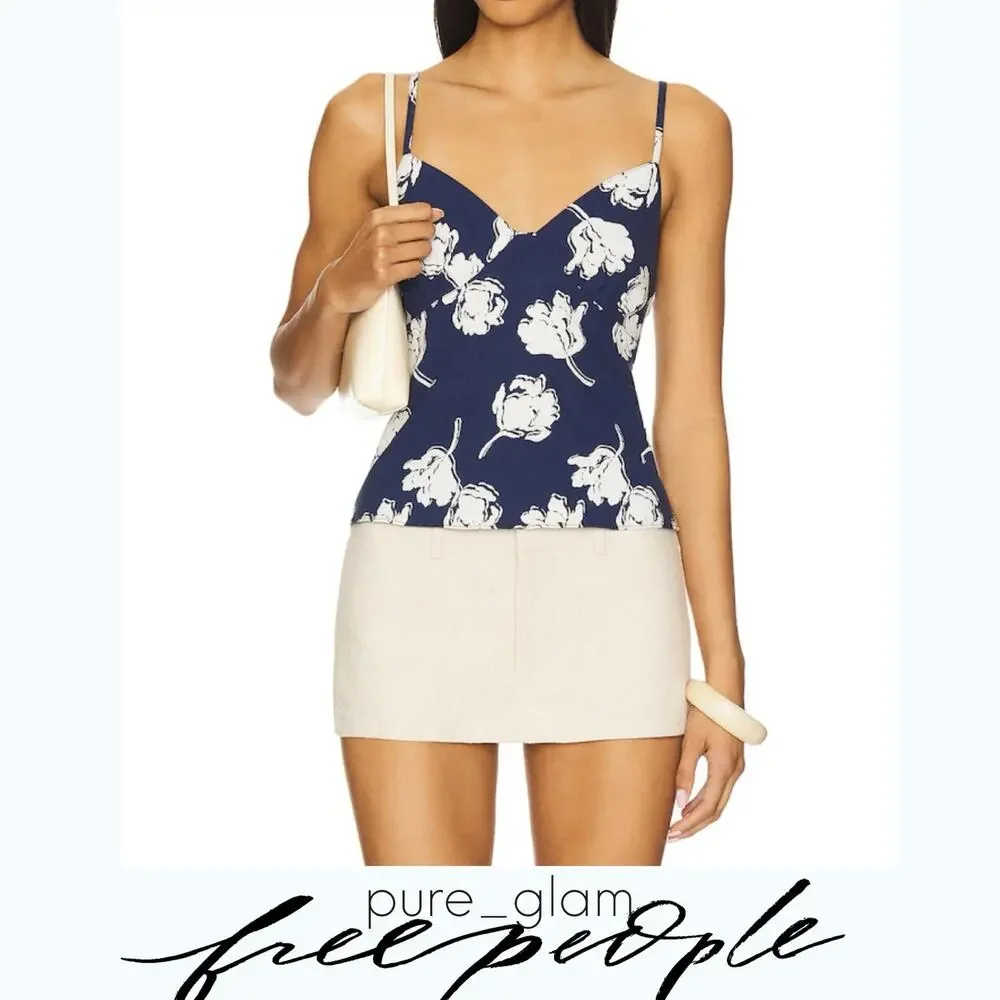 Free People floral top linen blend